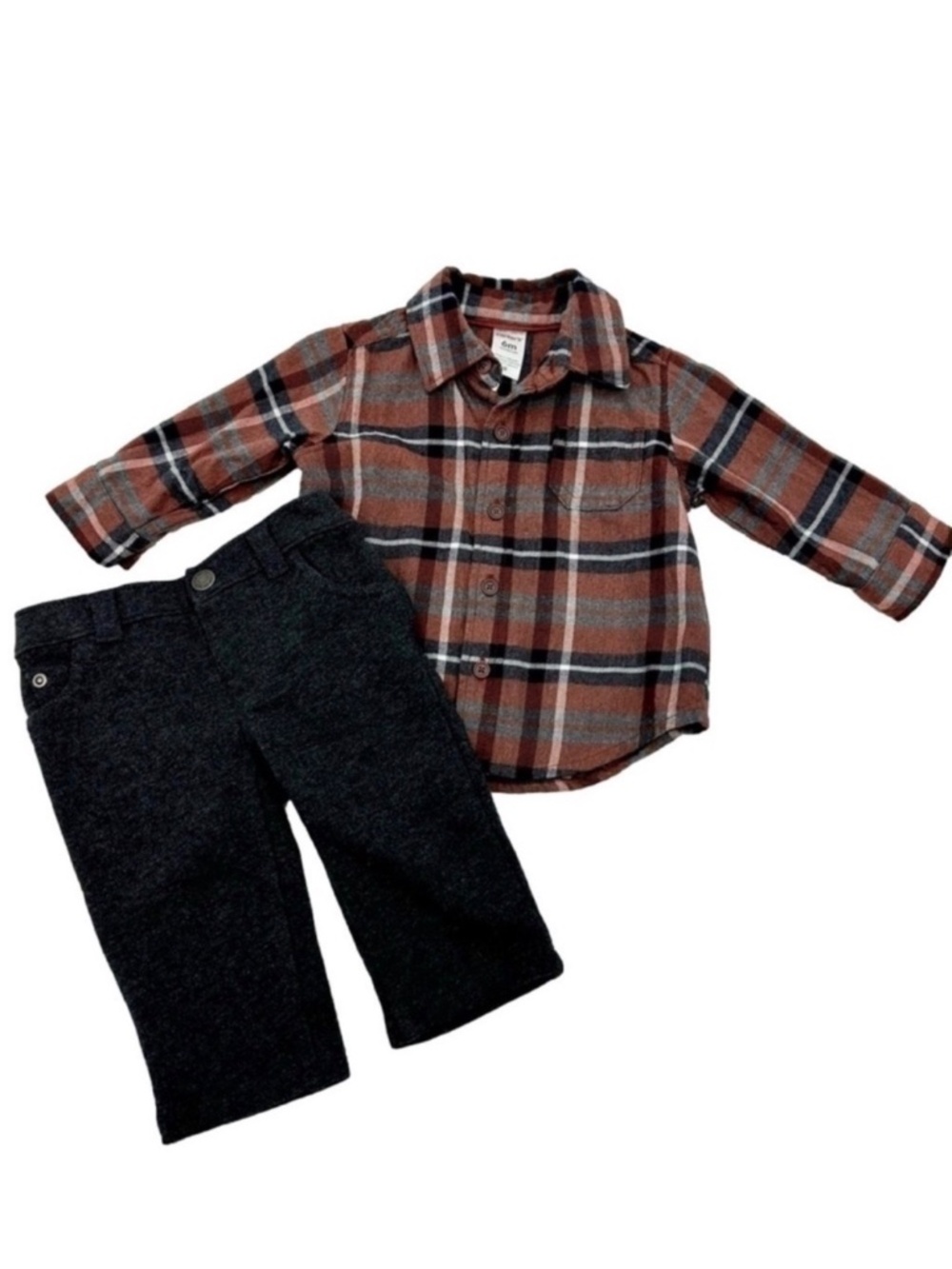 Carter's Baby Plaid Shirt and Pants Set - 6 Months - Picture 6 of 6